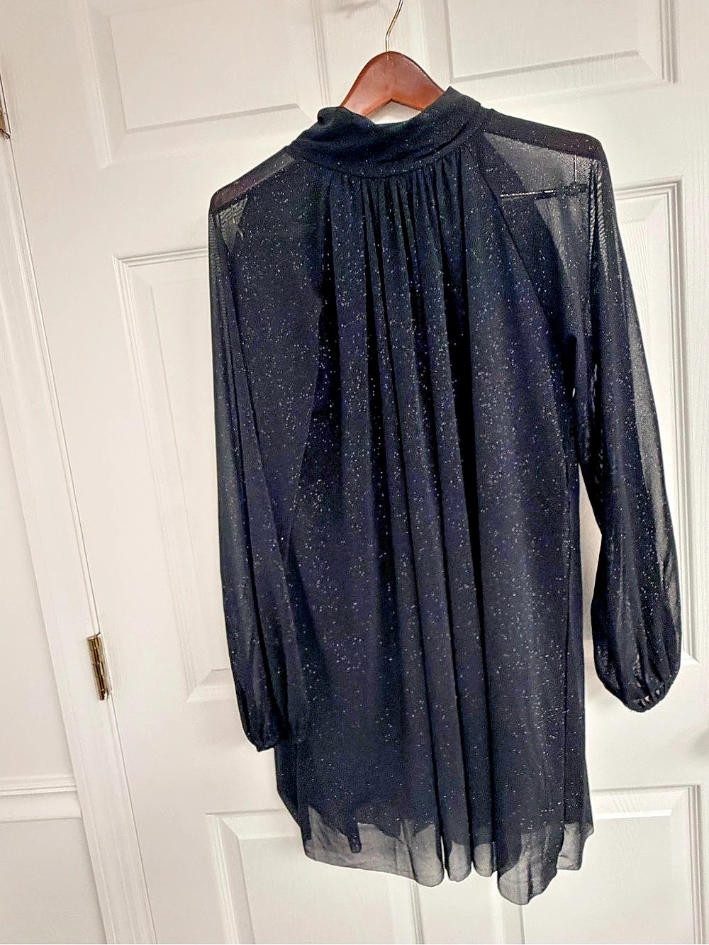 FSL Apparel Ruffle Neck Tie-Front Dress Black Tie-Front Mini Dress Size Large